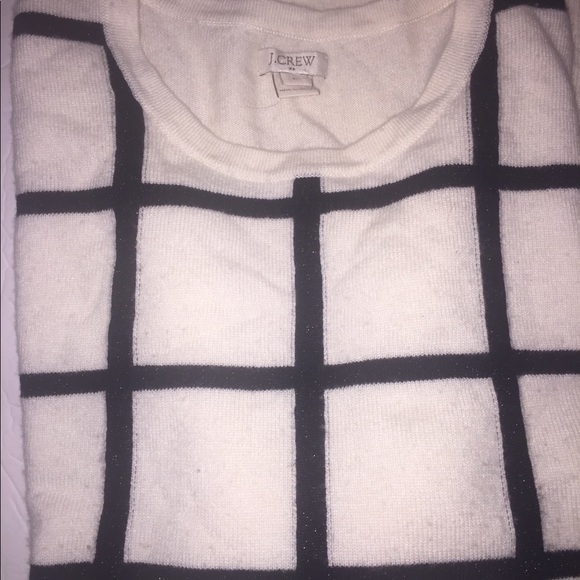 Loft Large Ivory & Black Window Pane Sweater - Picture 5 of 6